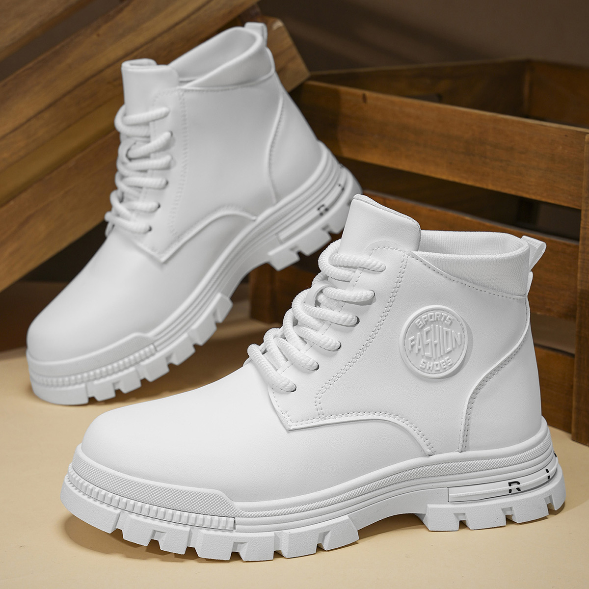 Men'S Shoes Dq - Men's Fashionable All-Season White Motorcycle Boots