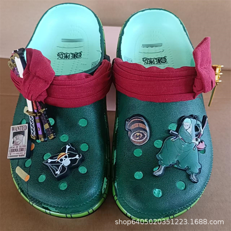Men Shoes Red Tape - Anime One Piece Roronoa Zoro Clogs
