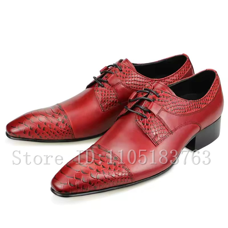 Men Shoes Elegant - Men's Red Genuine Leaher Oxford Shoes,