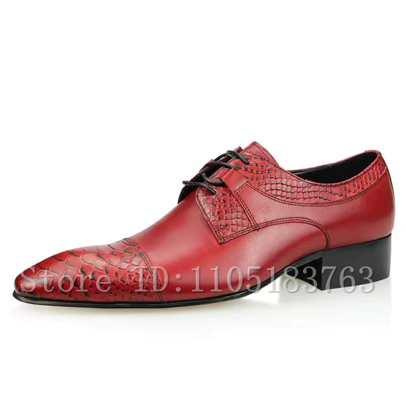 Men's Red Genuine Leaher Oxfor - Men Shoes Elegant 评论和价格