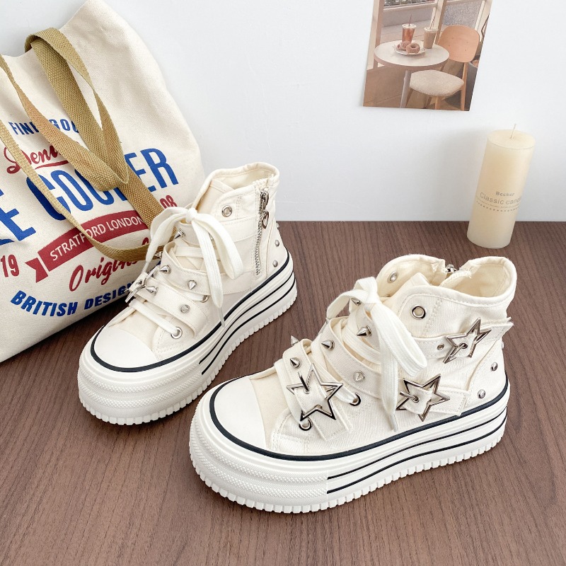 Women's Shoes New Korean Versi - Canvas Sneaker High 评论和价格