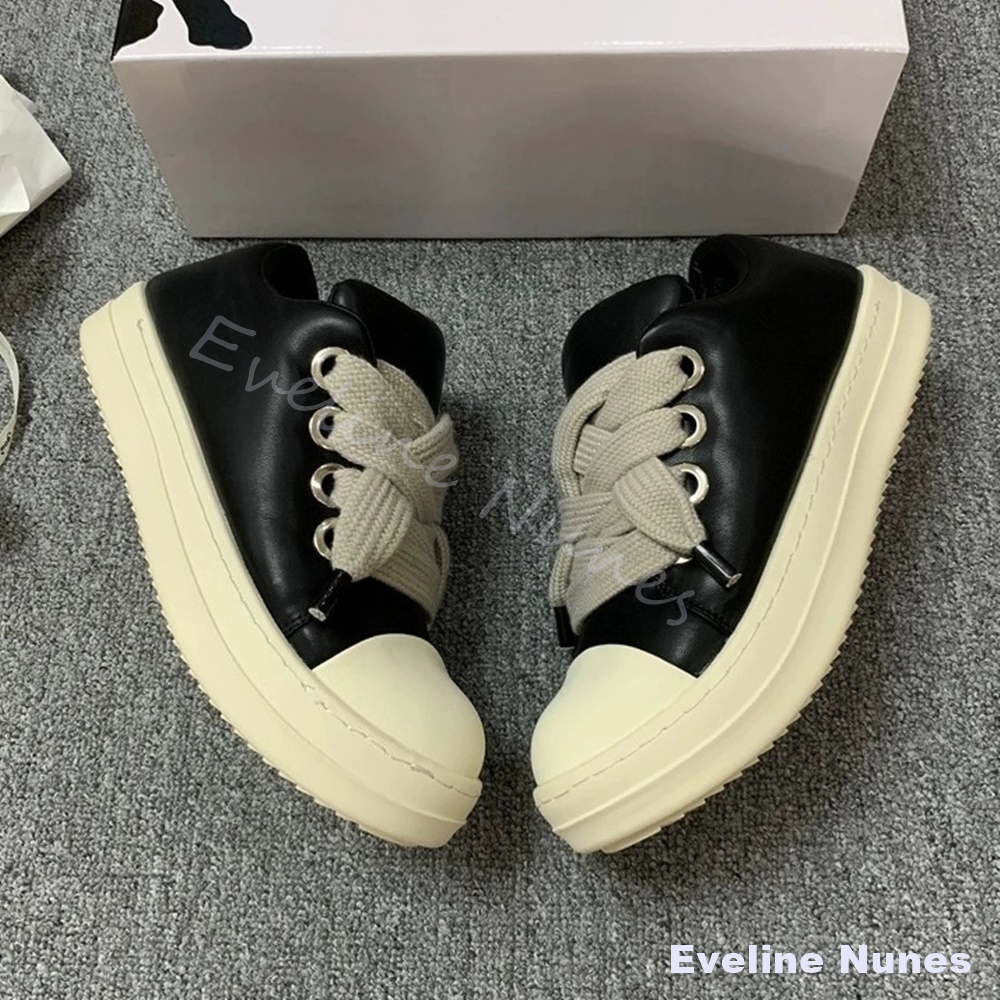 Unisex Black Leather Platform  - Canvas Sneaker High 评论和价格
