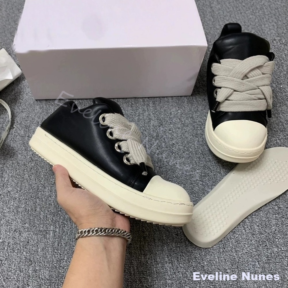 Unisex Black Leather Platform  - Canvas Sneaker High 评论和价格
