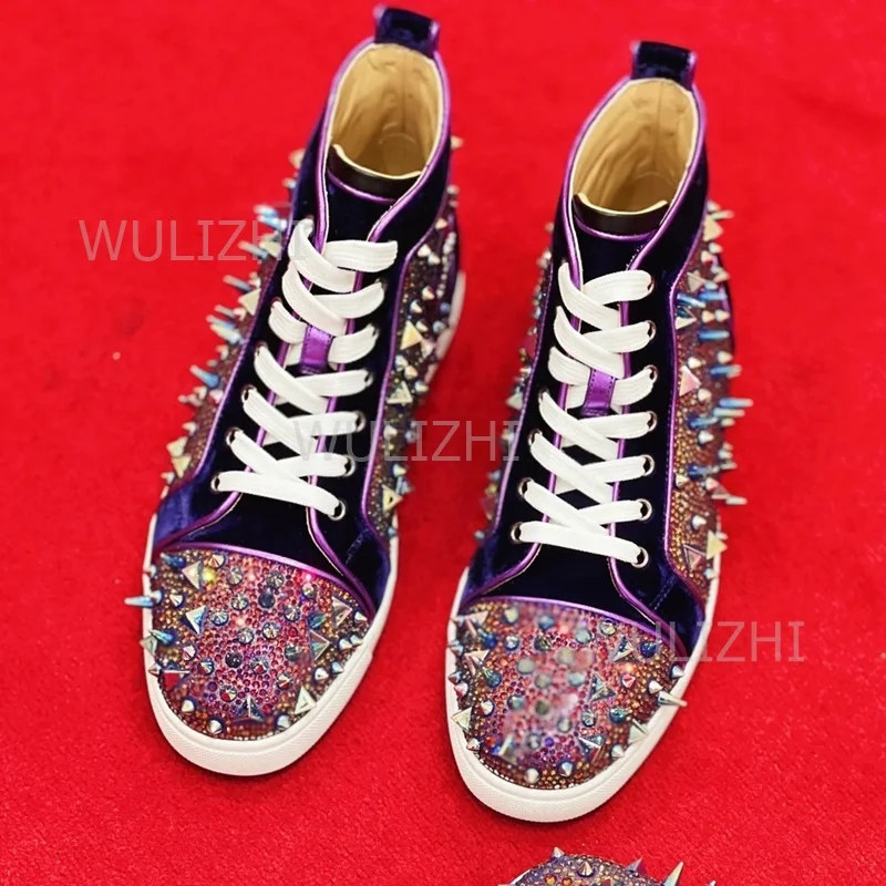 Dark Purple Crystal Rivet Men  - Men Shoes Red Tape 评论和价格