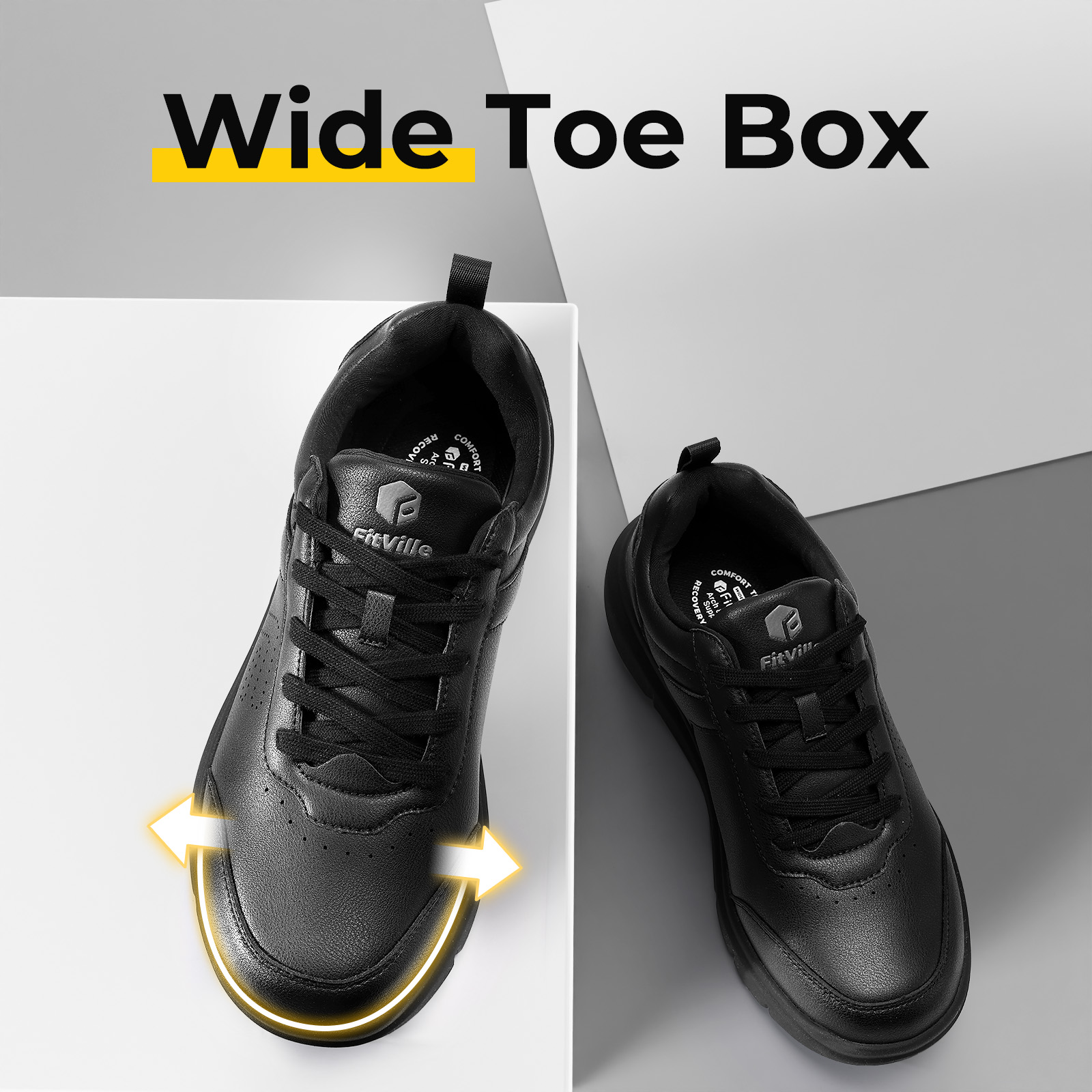 FitVille Men's Casual Leather  - Men'S Shoes For Wide Feet 评论和价格
